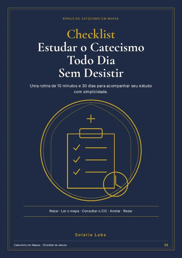 Capa do Checklist Estudar o Catecismo Todo Dia Sem Desistir